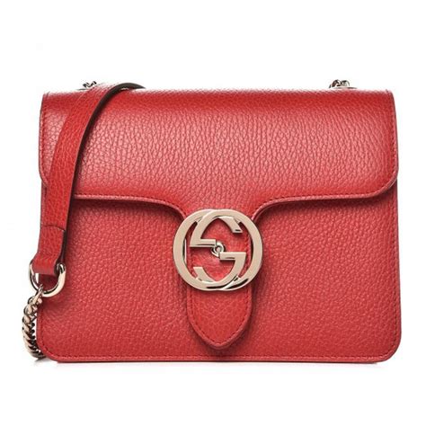 new authentic gucci women's red leather interlocking gg shoulder bag|Gucci shoulder bag.